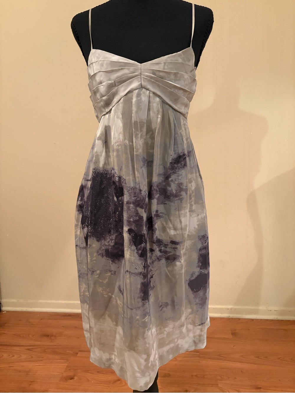 Anthropologie spaghetti Strap Cocktail Dress with  Watercolor Print